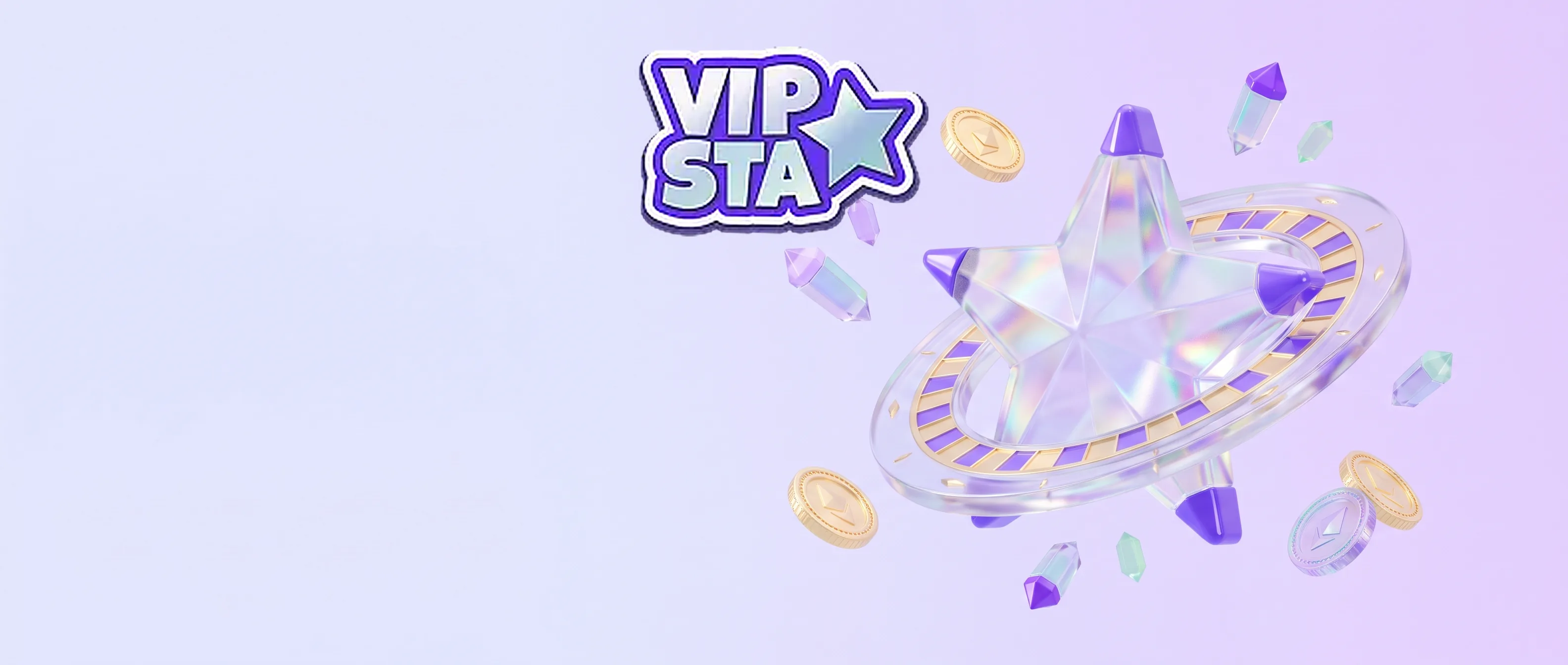 Skleněná hvězda Vipsta s ruletou a mincemi na perleťovém pozadí